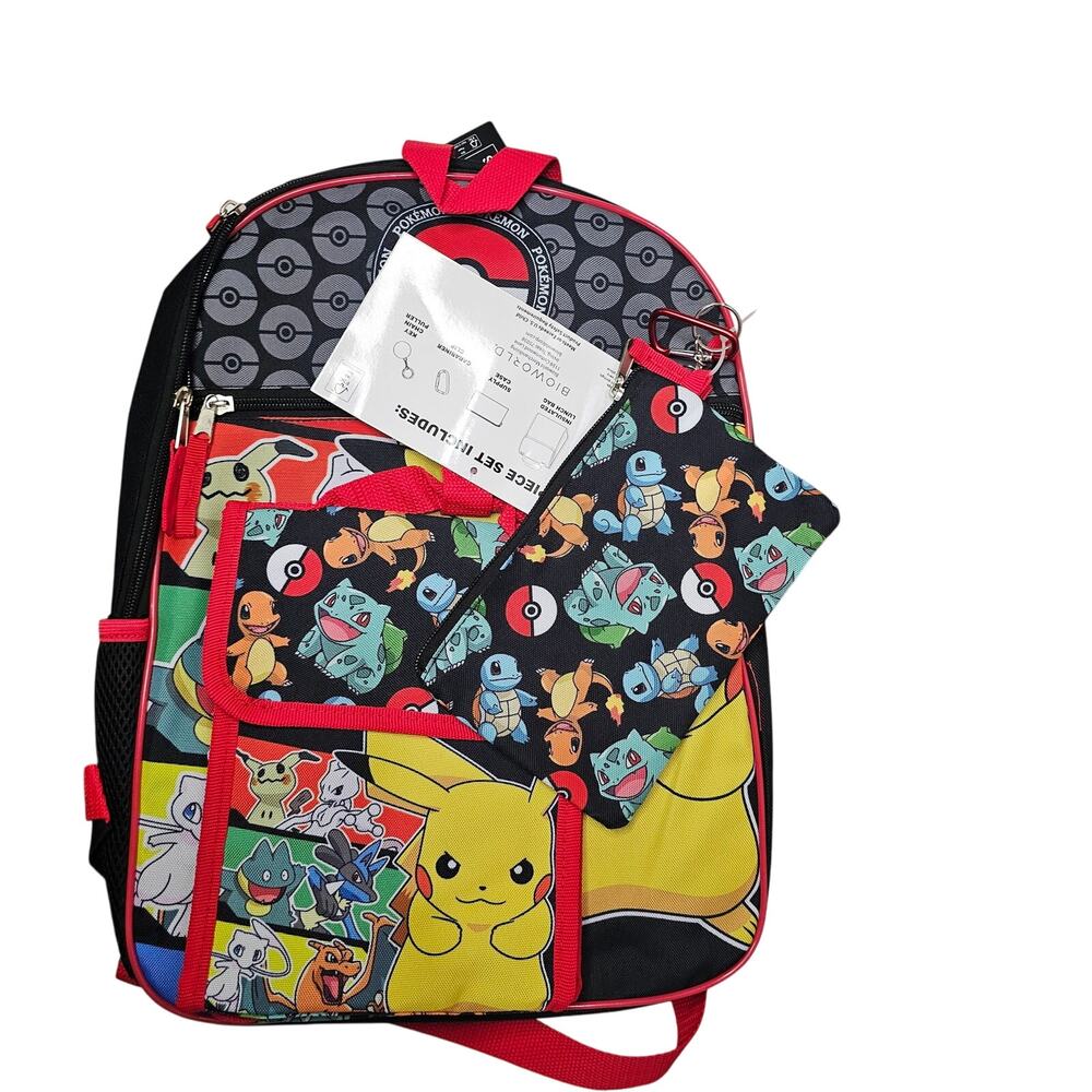 Pokemon 5 pc Backpack Set Tossed Charecter Design NWT - Picture 2 of 7